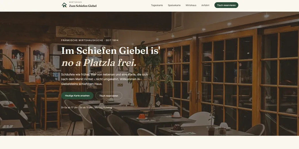 Konzeptprojekt Wirtshaus zum Schiefen Giebel – Startseite