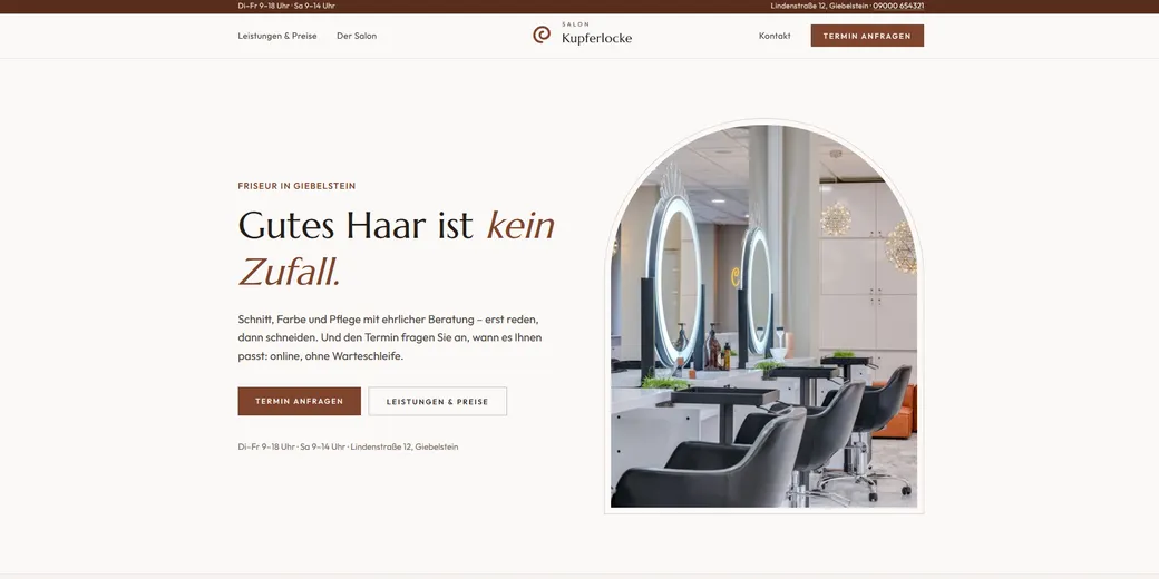 Konzeptprojekt Salon Kupferlocke – Startseite